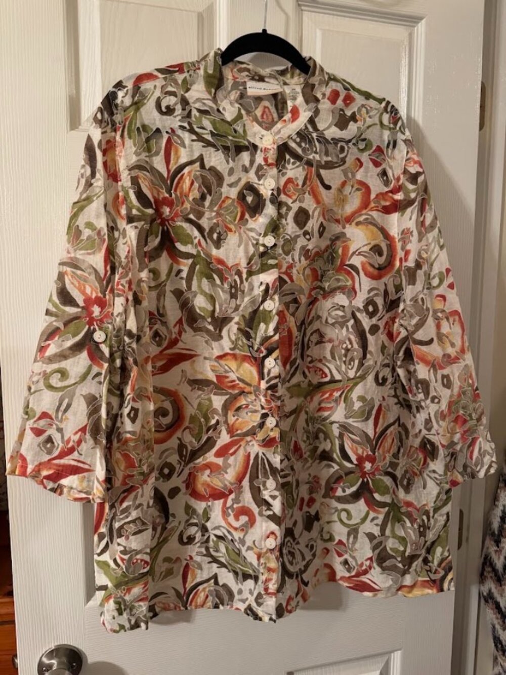 Alfred Dunner Plus Size Button Down Long Sleeve Top
